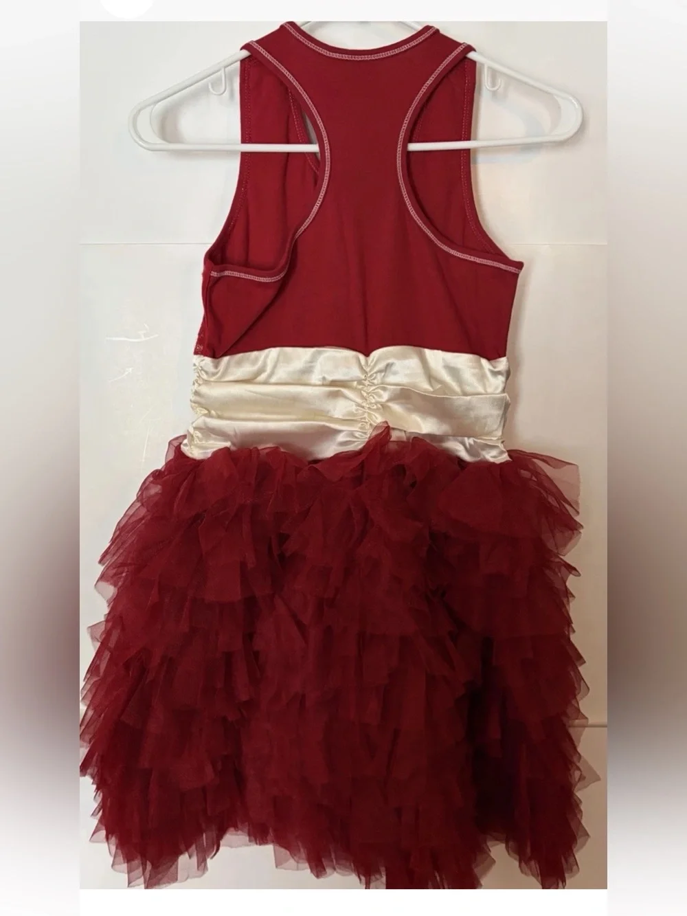 Ooh La La Couture girls, red lace tutu dress white bow holiday pageant size 14